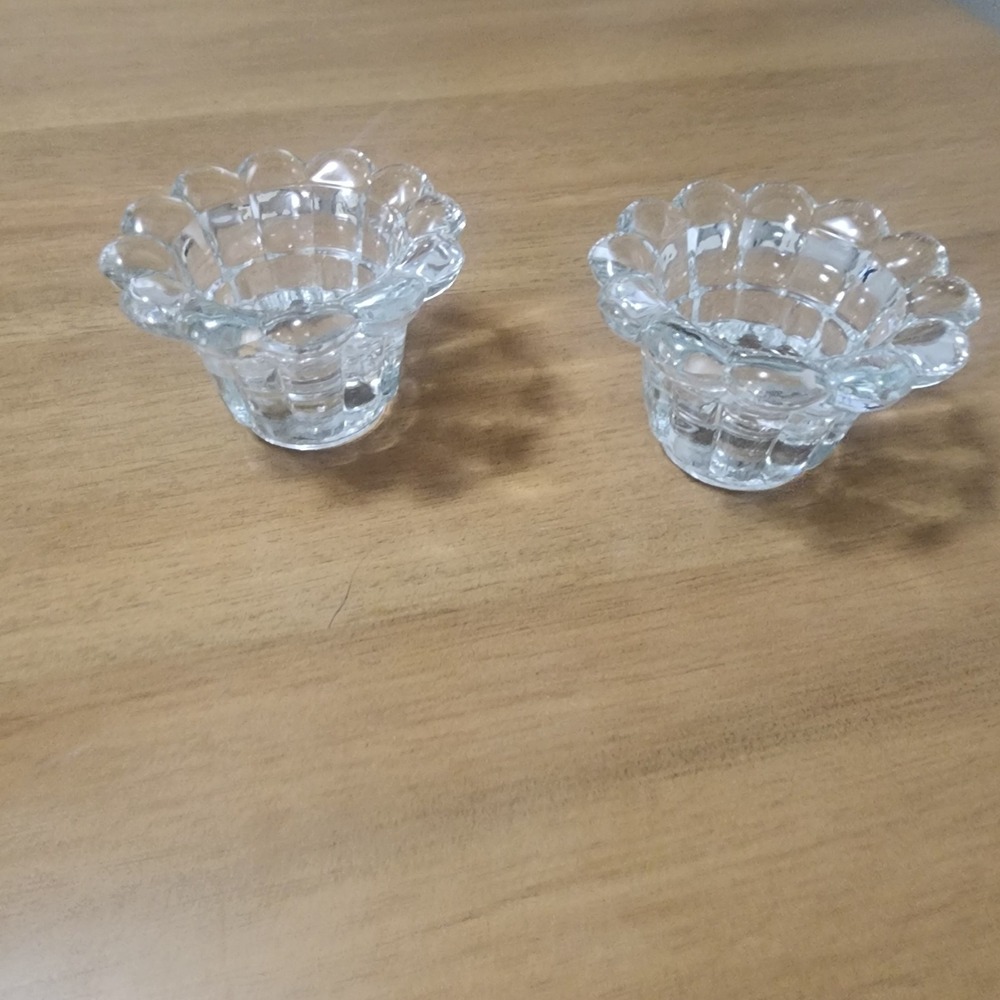 Tiffany Votive Candle Holders Vintage Glass NIB Set Of 2